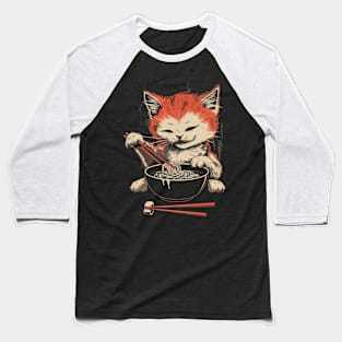 Cat Ramen Tips Baseball T-Shirt